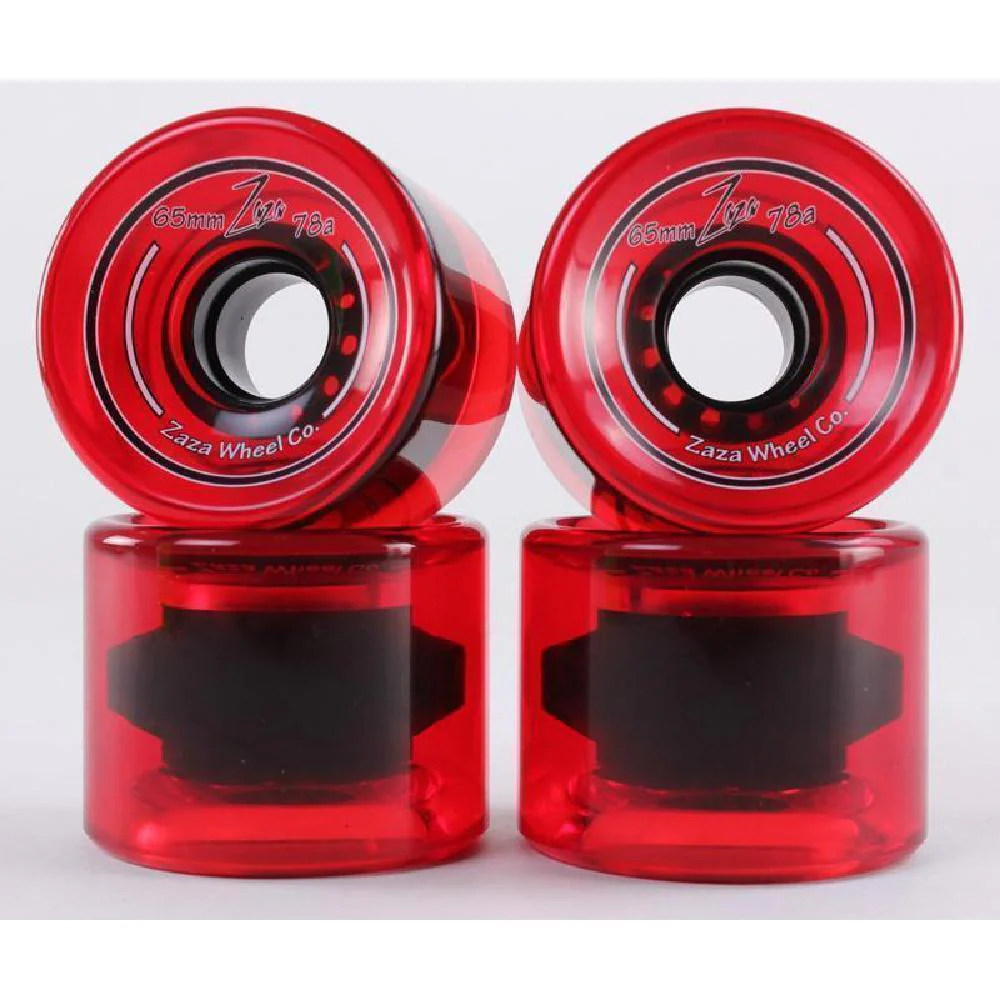 Zaza Longboard Cruiser Wheels 65mm - Clear Red - 78a - Image 2